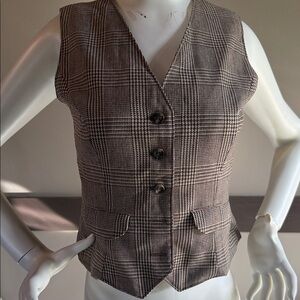Vintage Evan Picone Plaid Tailored Vest